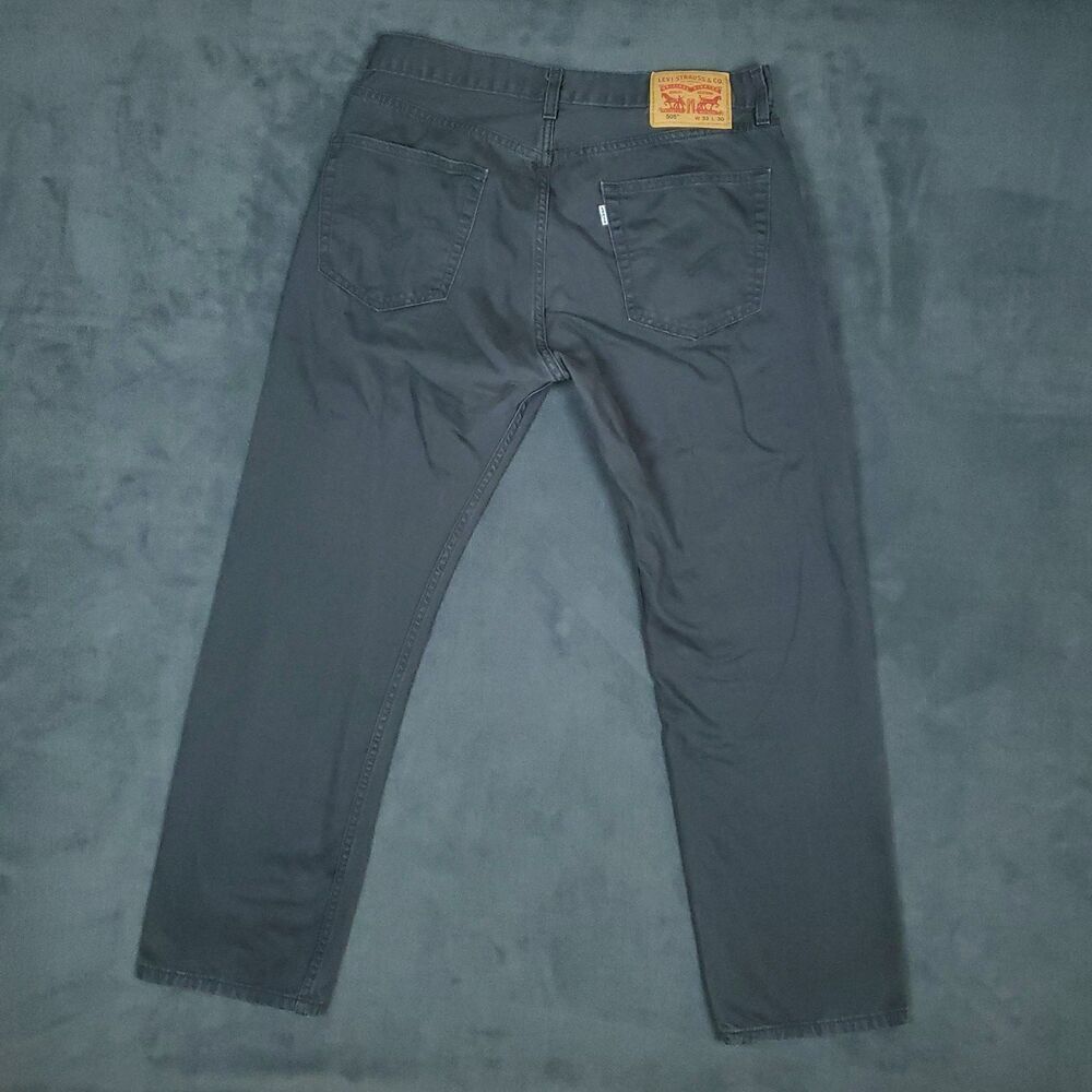 Levis 505 Jeans Mens 32x28.5 Black Straight Leg Zip Fly Denim Pants Casual - Picture 3 of 15